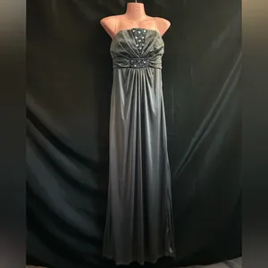 My Michelle Elegant Full Length Strapless Gray Evening Gown Prom Dress Size M thumbnail 2