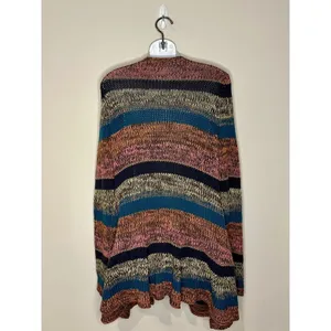 Sky And Sparrow Anthropologie Multicolored Striped Cotton Blend Long Cardigan Size M EUC thumbnail 2
