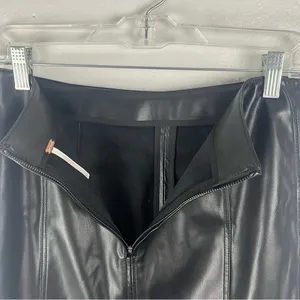 FREE PEOPLE Modern Femme Black Faux Vegan Leather Mini Skirt 6 Boho Grunge Biker thumbnail 6