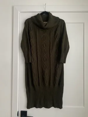 Appraisal Women's Sweater Dress Brown Turtle Neck Cable Knit Mini thumbnail 2