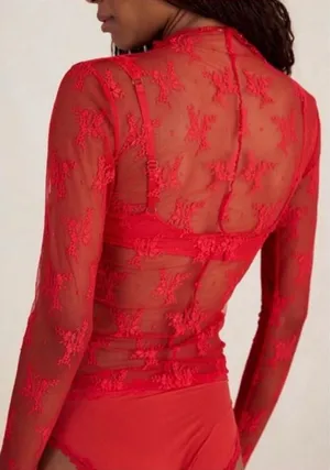 NWT Free People Intimately Lady Lux Layering Top - red racer flame - XS thumbnail 1