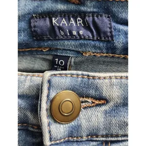 KAARI Blue Straight Crop Painted Light Wash Denim Jeans Size‎ 10 thumbnail 3