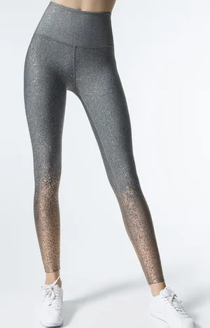 Beyond‎ Yoga Alloy Gray Ombre Rose Gold Speckled High Rise Athletic Leggings thumbnail 1