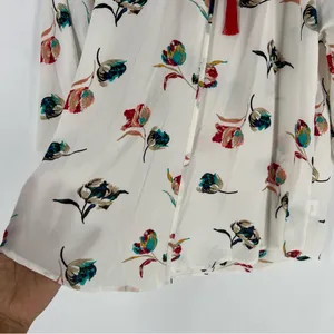 Lemon Tart Floral Print Women's‎ Crepe Chiffon Top Tassel Tie Neck 3/4 Sleeve S thumbnail 5