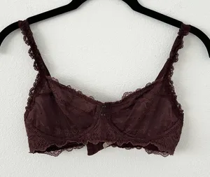 Aerie Dark Red Brown Sheer Lace Bra thumbnail 1