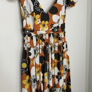 Dodo Bar Or Jenny Long Dress Brown Retro Floral Maxi Size Medium Womens thumbnail 10