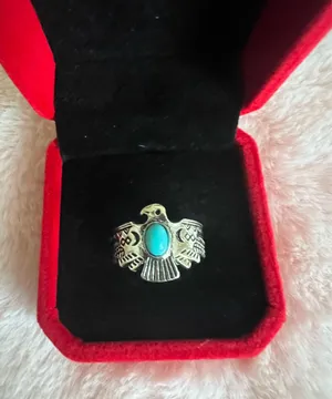 Gorgeous Silver Simulated Turquoise Ring Size 7 thumbnail 1