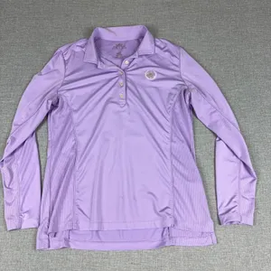Peter Millar Shirt Womens Large Purple Long Sleeve Collared Golf Polo E4 UPF 50+ thumbnail 1