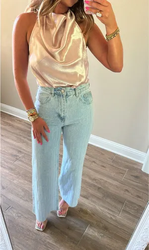Rhinestone Denim Jeans Blue thumbnail 1