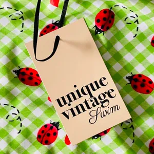 Unique Vintage Gingham & Ladybug Print Ruched & Ready Swim Bottom- Size L- NWT thumbnail 5