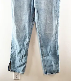 Abercrombie The 90's Straight Leg Ultra High Rise Slit Hem Jeans Blue 32 / 14 L thumbnail 10