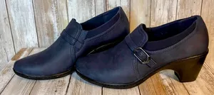 Easy Street Comfort Wave Pumps Womens 9M Navy Blue Excellent‎ Buckle Block Heel thumbnail 1