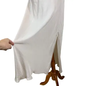 YFB Felicity Satin Slip Skirt Midi Elastic Waist‎ Lightweight Neutral Large NWT thumbnail 2