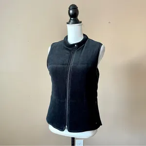 TOMMY HILFIGER | Black Velour Puffer Vest Sz L thumbnail 3