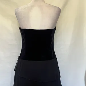 Xscape Joanna Chen Velvet Chiffon Strapless Dress 12 Prom Glam Goth Drop Waist thumbnail 7