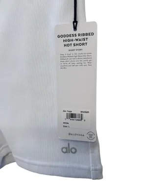 Alo GODDESS RIBBED HIGH-WAIST HOT SHORT WHITE Large NWT ( sold out) thumbnail 8