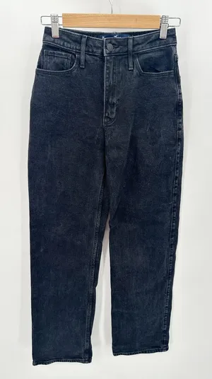 Hollister Jeans Women 0 REGULAR Black Ultra High Rise Dad Cotton Blend Denim‎ thumbnail 1
