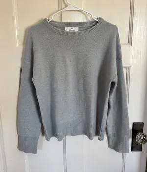 M Magaschoni blue gray cashmere crewneck sweater size medium thumbnail 1