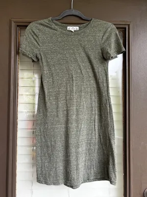 Poof New York Casual Olive Green Midi T-Shirt Dress thumbnail 1