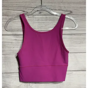 Lululemon Womens Top 4 Sonic Pink Power Pivot Ribbed Tank Reversible Crop thumbnail 1