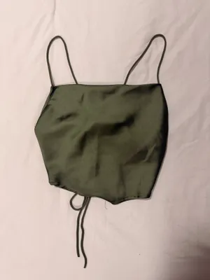 SHEIN Olive Green Satin Drawstring Cami thumbnail 2