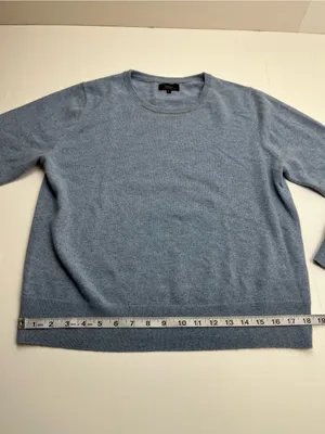 Quince 100% Mongolian Cashmere Crewneck Sweater Faded Denim Blue Womens Large thumbnail 7