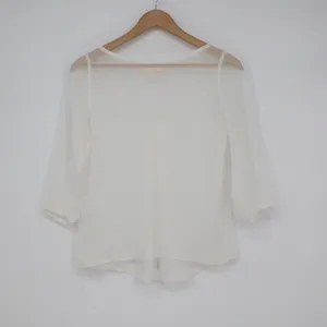 Hollister White Sheer Pleated 3/4 Sleeve Blouse XS Boho Top thumbnail 5
