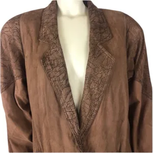 Vintage 80s G-III Global Identity Oversized Slouchy brown leather coat large thumbnail 3