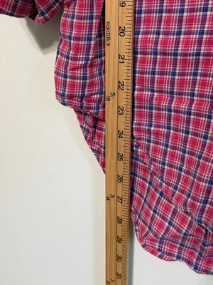 Ralph Lauren Oversized Button Down Shirt Size Medium Plaid Navy Women’s thumbnail 9