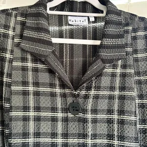 Habitat Black White Chunky Button Plaid Textured Jacket Cardigan Top Size L thumbnail 3
