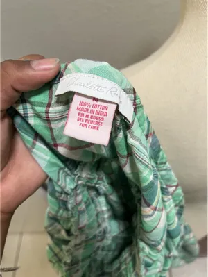 VTG Charlotte Russe Green Plaid Sleeveless Halter Top Sz M thumbnail 2