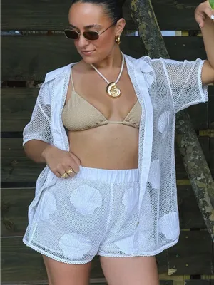 Show Me Your Mumu White Mesh Seashell Set Size XS/S thumbnail 1