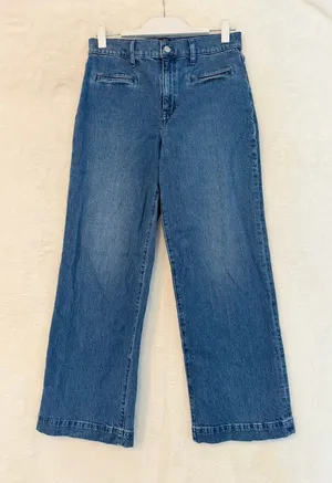 J.Crew Wide-Leg Crop Jeans Medium Wash Denim‎ Blue High Rise 27T Tall thumbnail 1
