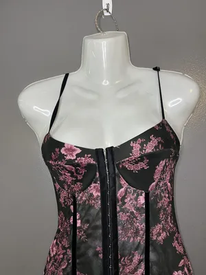 Free People Bodysuit Womens Small Black Combo Floral Mesh Front Hook Corset thumbnail 1