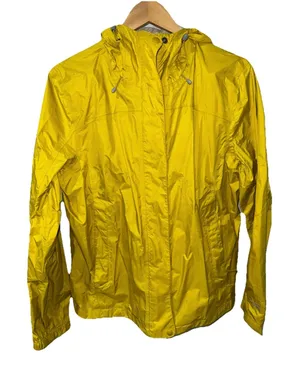 LL Bean Jacket Womens Large Yellow Trail Rain Coat Lightweight Nylon 268309‎ Tek thumbnail 1