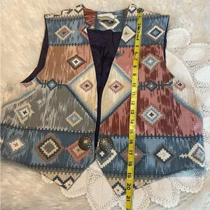 Vintage Coldwater Creek Aztec Southwest Open Front Vest Women’s Size XL thumbnail 8
