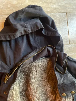 Vintage Navy Fur Lined Utility Parka Drawstring Big Pocket Short Jacket Women thumbnail 3
