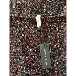 Waverleigh Black Red Floral Smocked Short Sleeve Dress Size Large NWT thumbnail 2