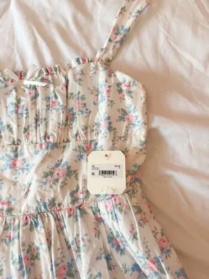 White And Pink Isa Floral Mini Dress Size Small thumbnail 4