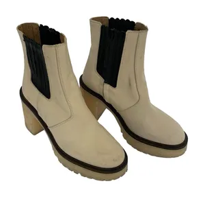 Free‎ People Boots 36.5 Tan Ankle Leather Block Heel Boho Festival thumbnail 1