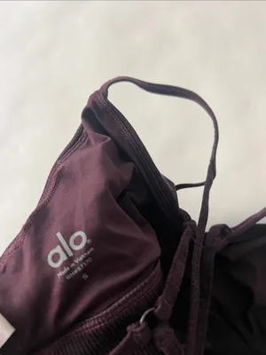 ALO YOGA Alosoft Lavish Bra in Oxblood Heather Sz Small thumbnail 5