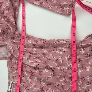 Reformation Rosalie long sleeve‎ mini dress baby’s breath pink white floral sz 6 thumbnail 6