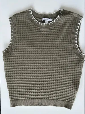 Macy's Olive green sweater vest thumbnail 1