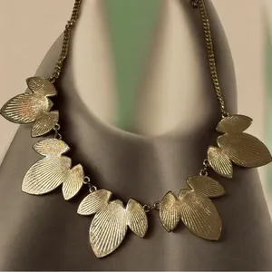 Charming Charlie Gold Leaf Statement Necklace & Earring Set thumbnail 4