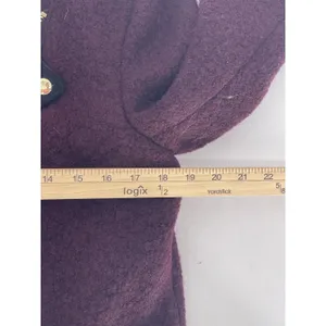 Forever21 Moto Wool Jacket Womens Size L Burgundy, Gold Zipper‎ thumbnail 7