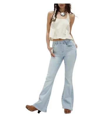 Free People We The Free CRVY Infinite Stretch Pull-On Flare Jeans NWT Daybreak L thumbnail 7