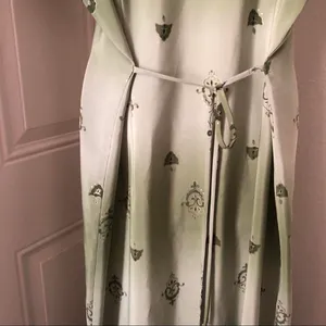 VTG vintage long maxi green stunning a-line tie back dress short sleeve beading details thumbnail 2