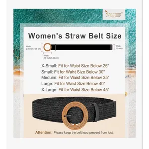 NEW Lot of 3 Straw Woven Elastic Stretch Belts Up to 30” thumbnail 7