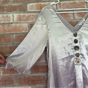Native Youth Long Maxi Dress Silver Mismatched Buttons Women’s Small NEW thumbnail 6