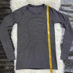 Lululemon Black White Stripe Swiftly Tech Long Sleeve Thumb Holes Sporty Yoga thumbnail 7
